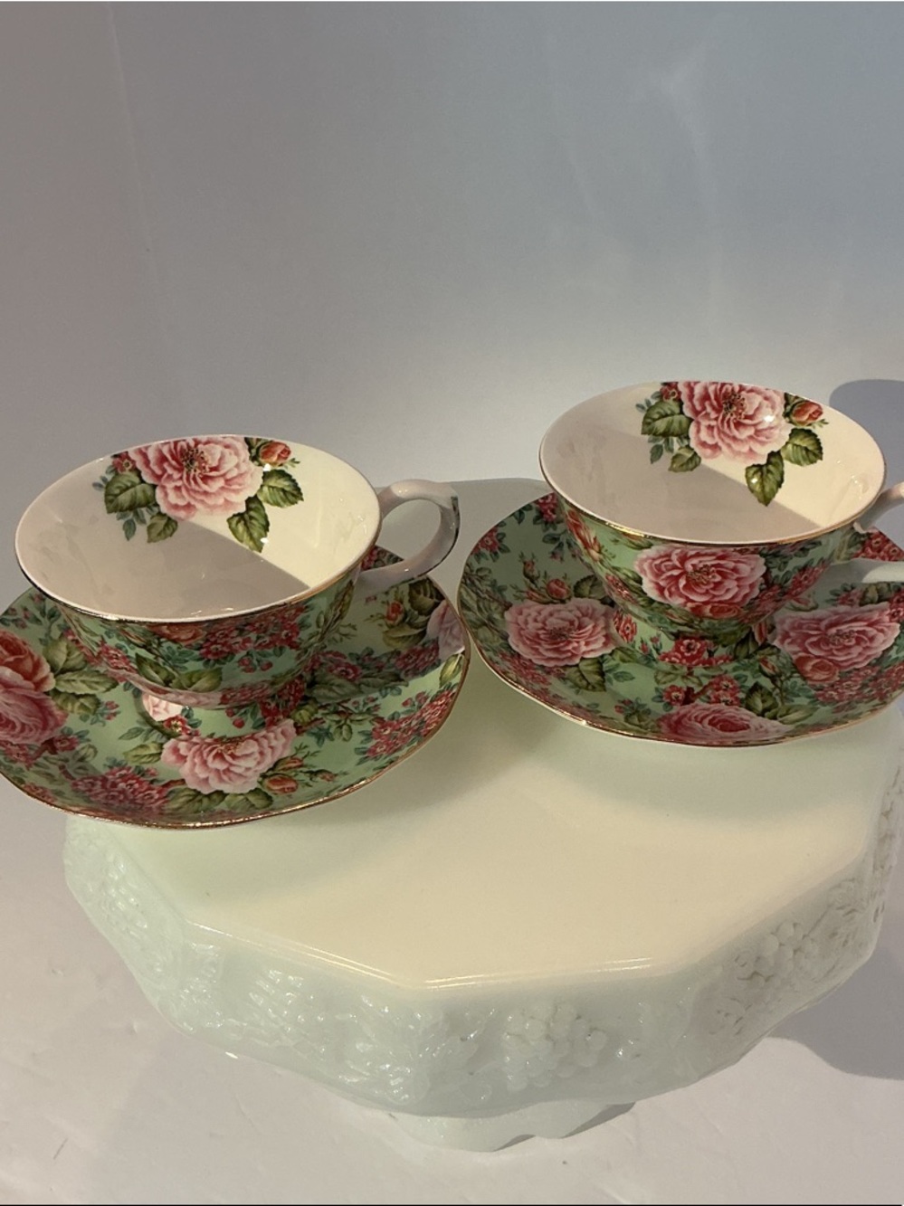 Edwardian Collection England 
chintz Floral Porcelain Teacup and Saucer 2